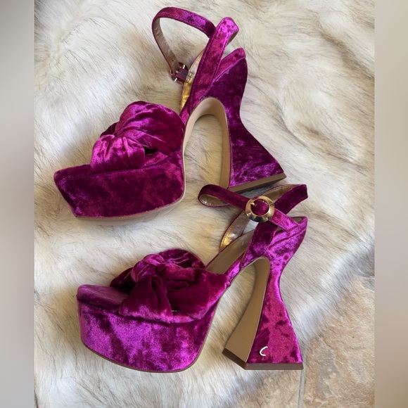 Circus Sam Edelman audrea sculpted platform heel dark matrix magenta velvet - Picture 5 of 14